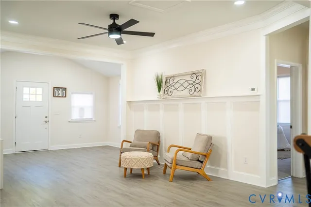 a living room with furniture