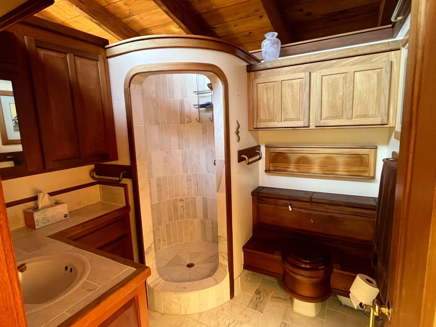 1557 Day Valley Road Aptos, CA 95003 - Photo 17 of 43 a bathroom with a toilet and a shower