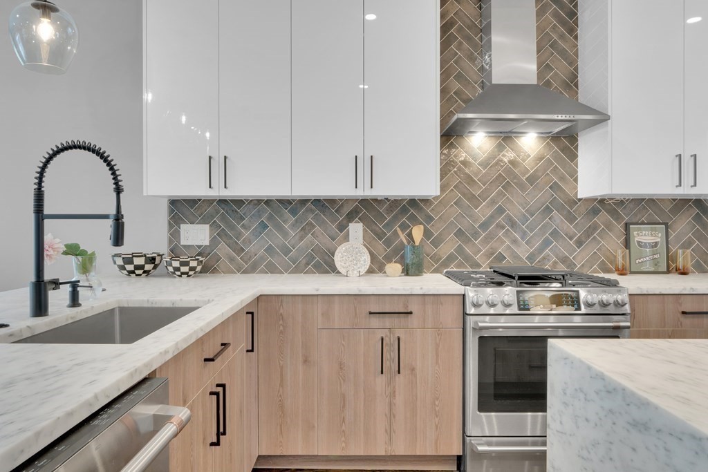 87 Parkton Road, Unit 3 Boston, MA 02130 - Photo 4 of 38 a kitchen with granite countertop a stove and a sink