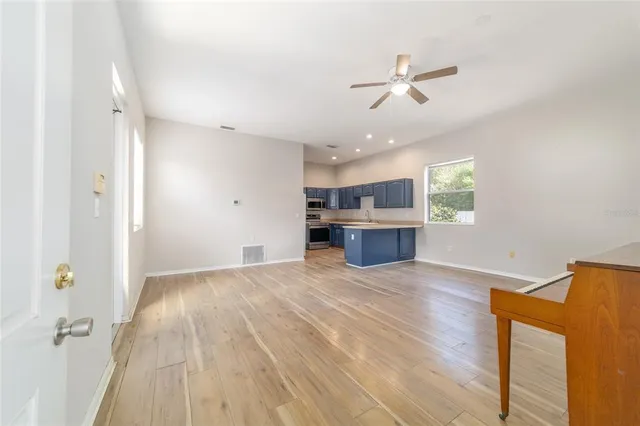 a view of a pathway with a building in the background