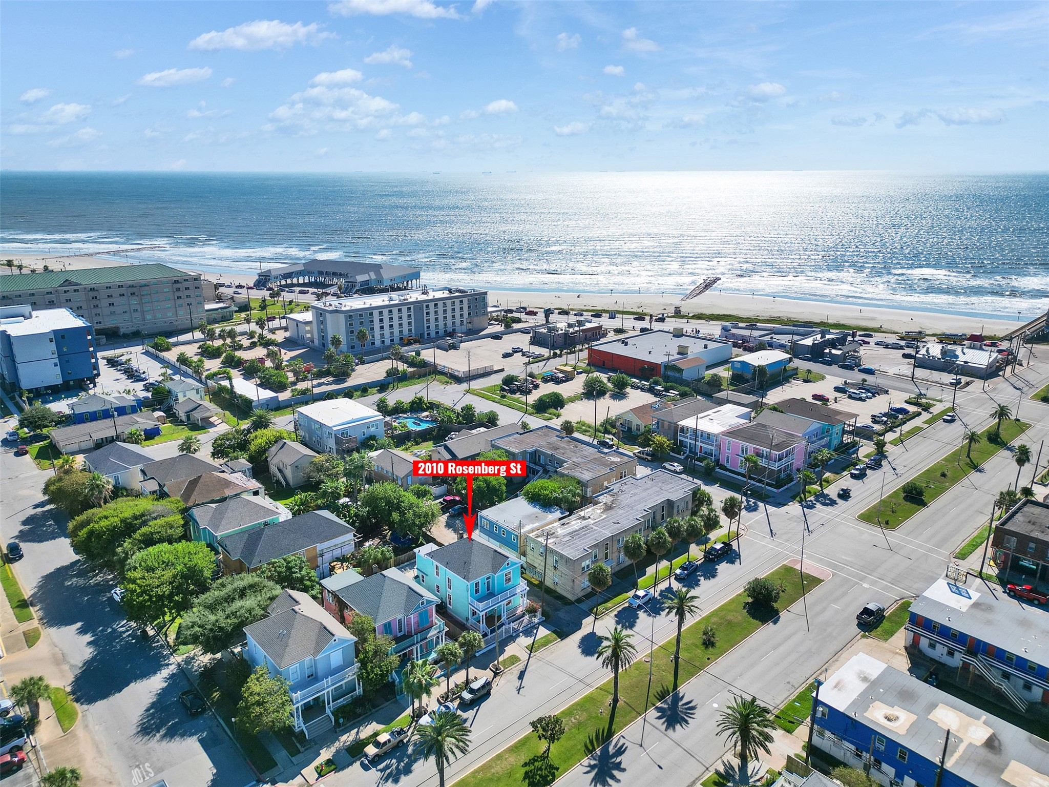 2010 Rosenberg Street Galveston, TX 77550 - Photo 47 of 50 A sweeping aerial view that shows it all — the beach nearby, the neighborhood charm, and your home perfectly positioned in the heart of it all. Whether you’re looking for a primary residence, a weekend escape, or an investment in lifestyle, THIS is where it begins!