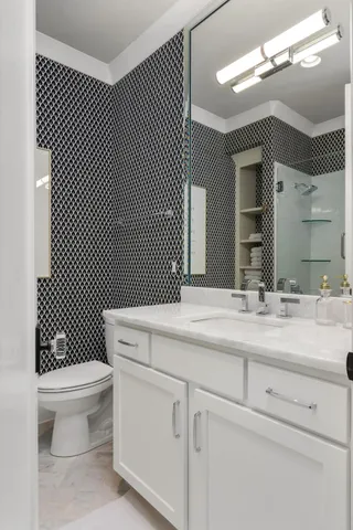 a view of a backyard with sitting area