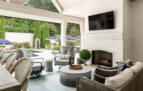 an aerial view of residential house with outdoor space