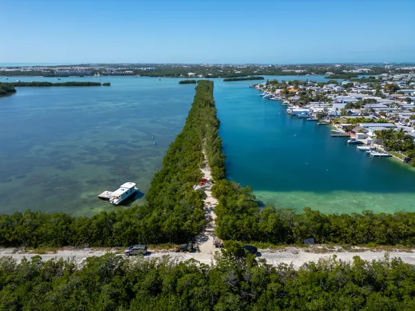 a view of a lake with a city view