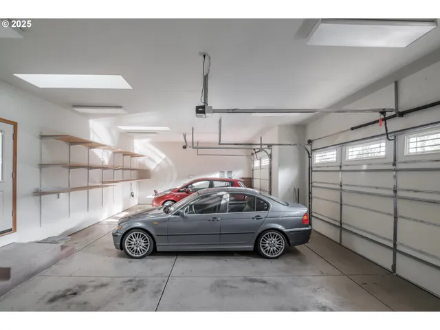 a view of a car in garage