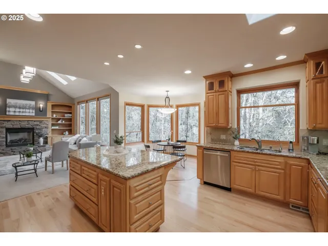 a kitchen with lots of counter top space
