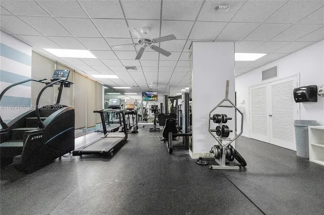 a view of a room with gym equipment