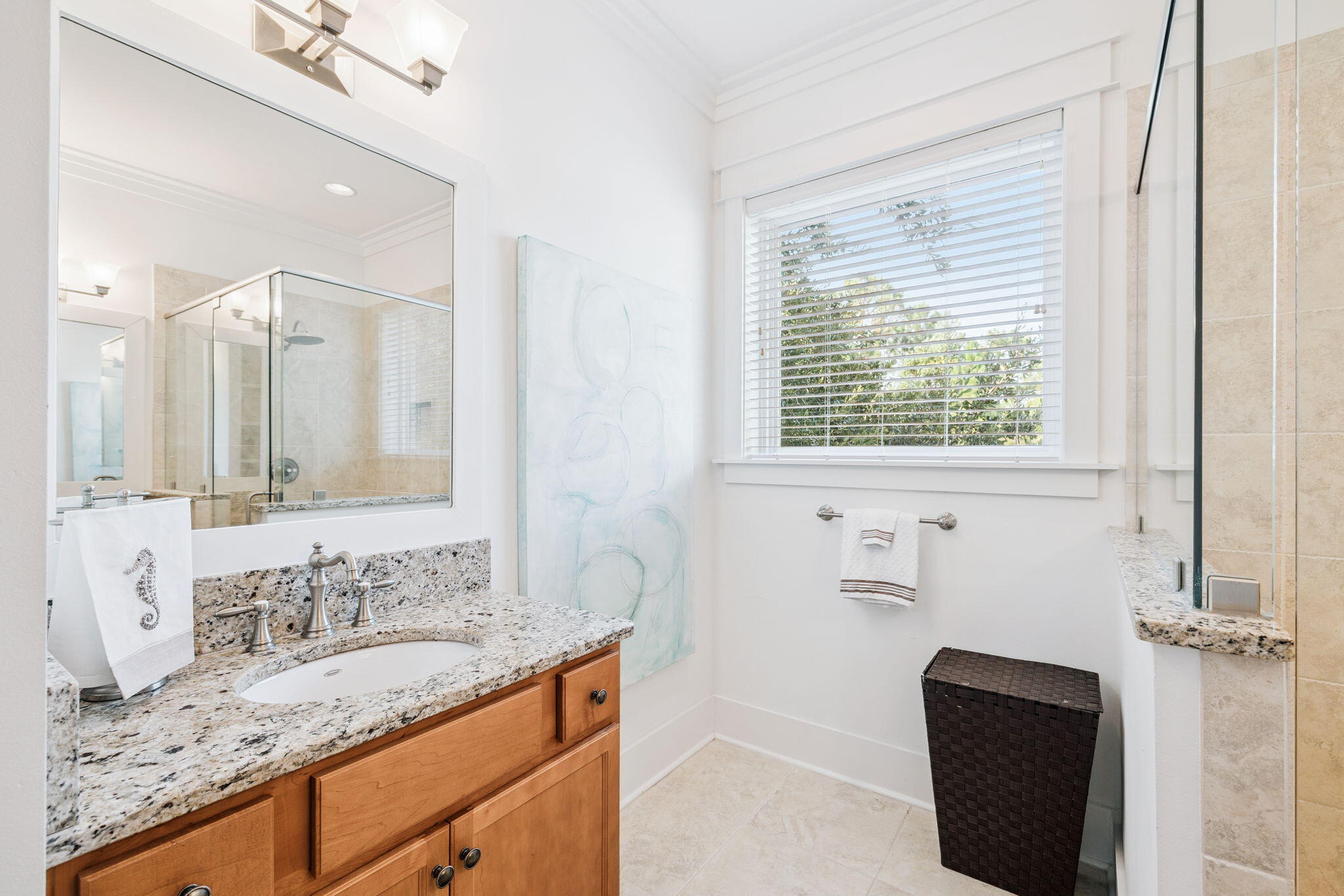 844 Sandgrass Boulevard Santa Rosa Beach, FL 32459 - Photo 31 of 74 a bathroom with a granite countertop sink and a mirror