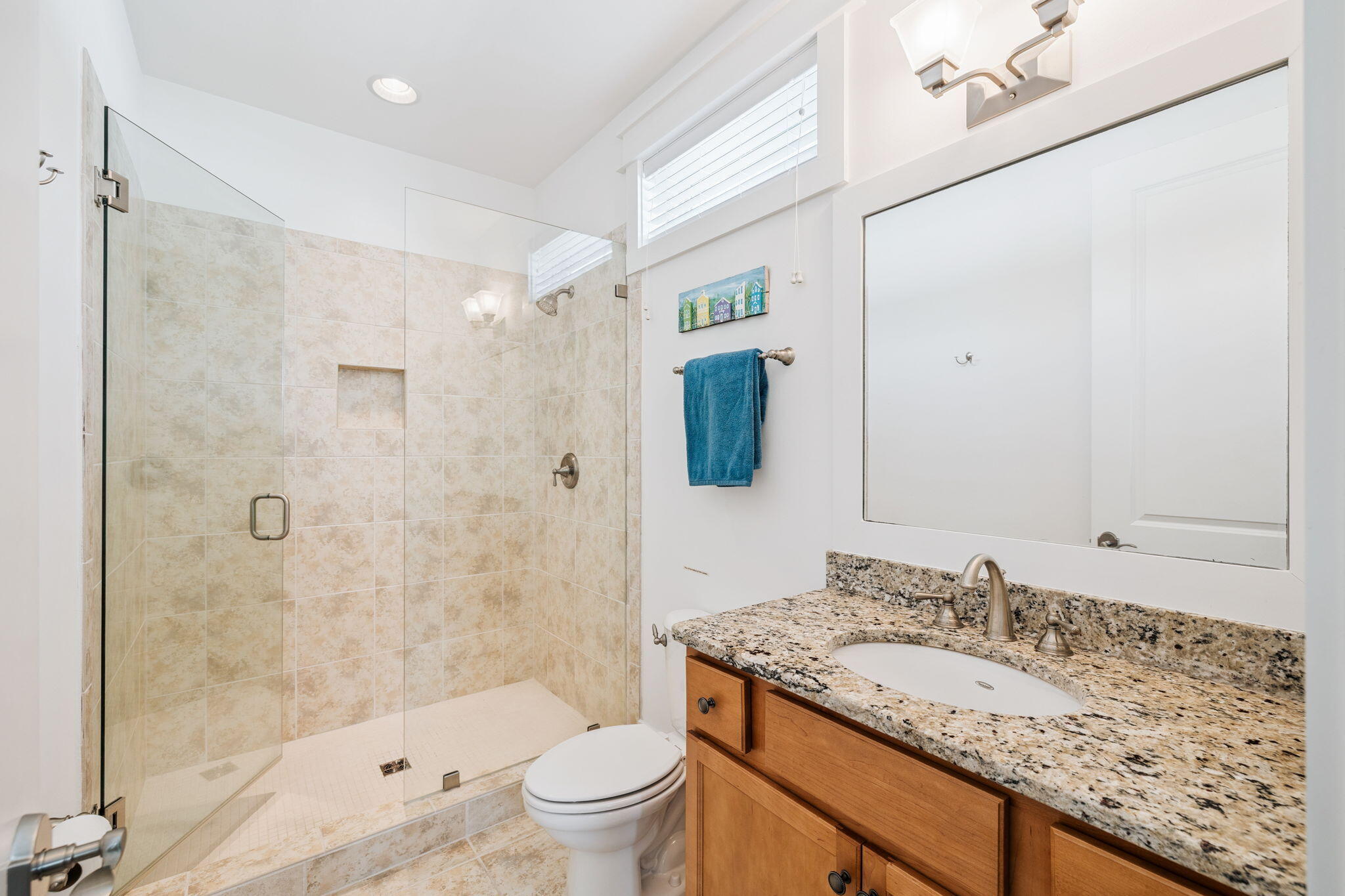 844 Sandgrass Boulevard Santa Rosa Beach, FL 32459 - Photo 44 of 74 a bathroom with a granite countertop sink a toilet and shower