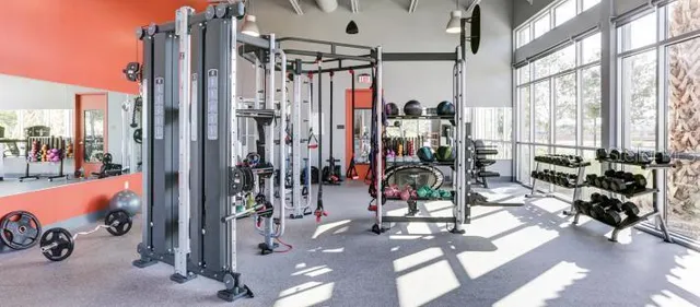 a view of a room with gym equipment