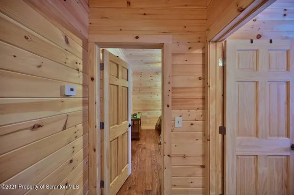 a view of a wooden door