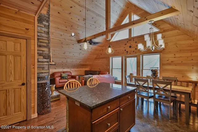 a kitchen with lots of counter top space
