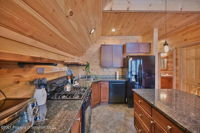 a view of a tall brick building