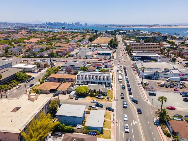 an aerial view of a city