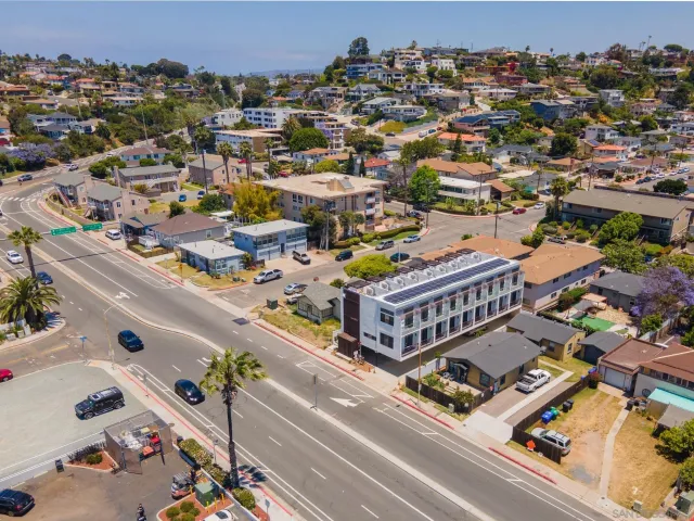 an aerial view of a city
