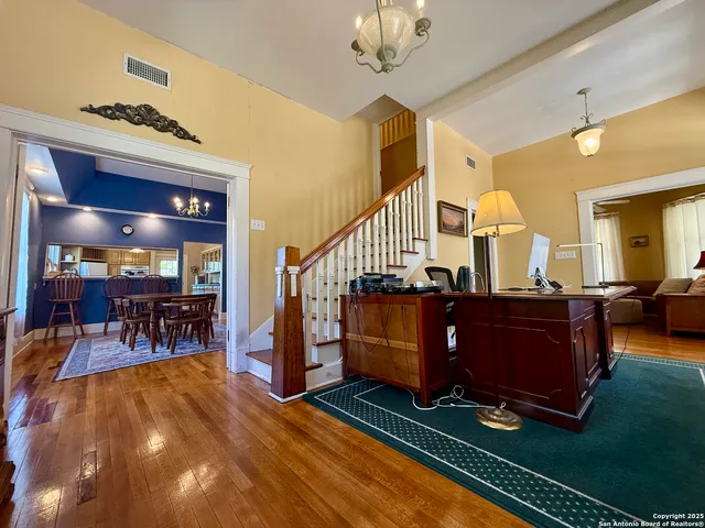 a living room with furniture