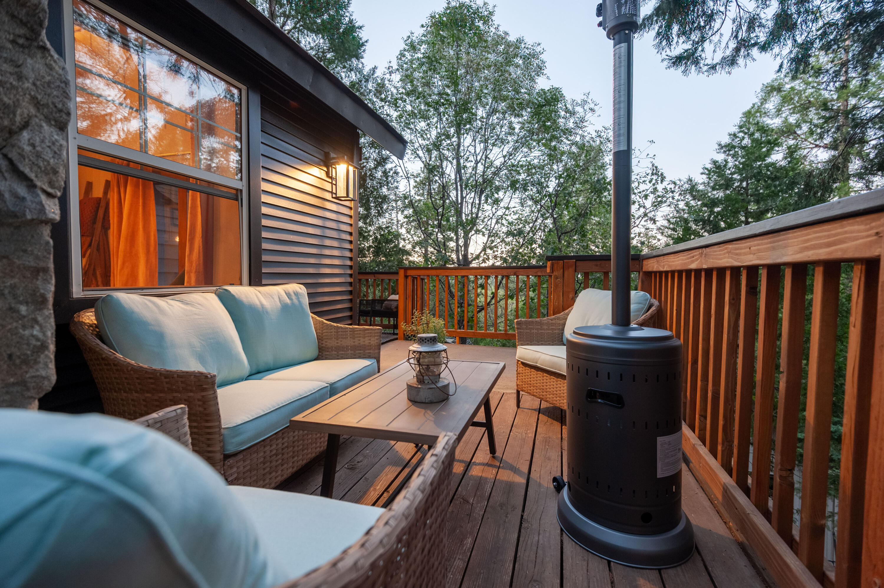 644 Cedar Lane Twin Peaks, CA 92391 - Photo 37 of 41 a view of balcony with wooden floor and outdoor seating