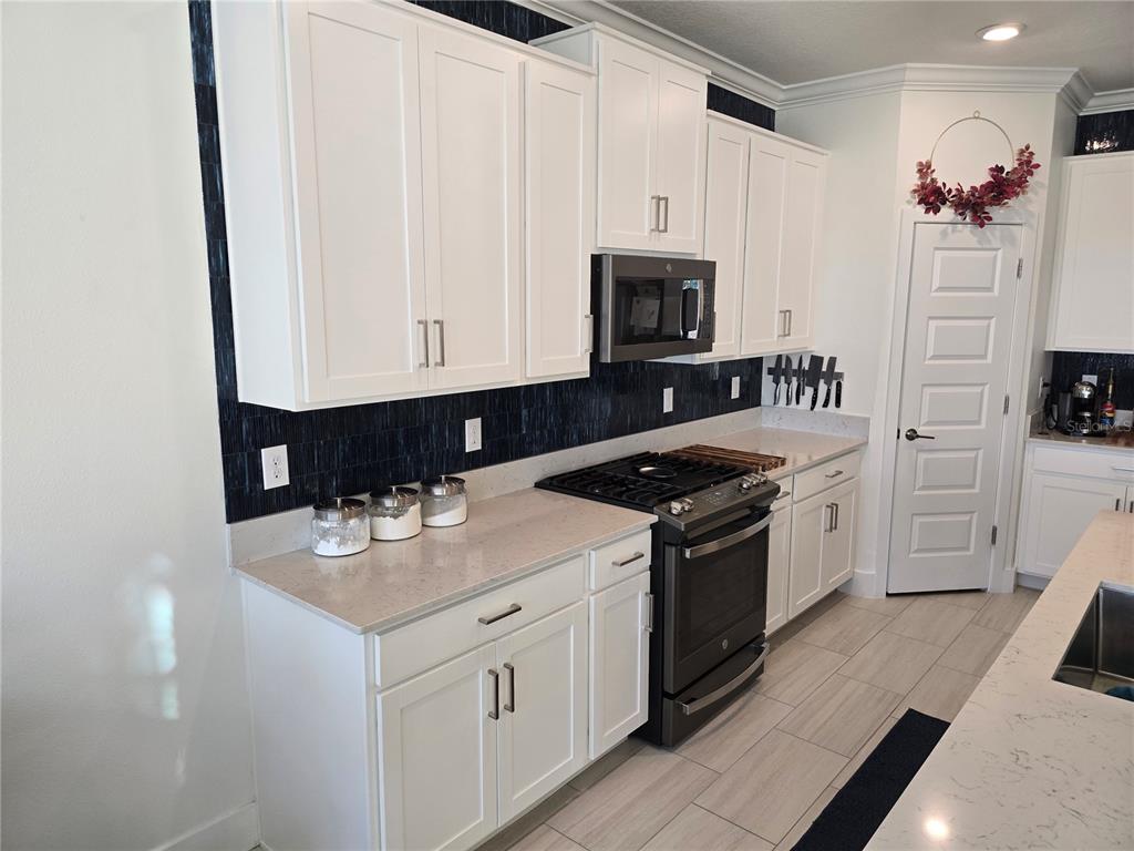 8280 Rolling Tides Drive New Port Richey, FL 34655 - Photo 13 of 49 a kitchen with stainless steel appliances granite countertop a sink stove and refrigerator