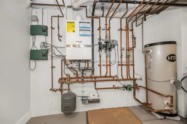 a room with gym equipment and view of living room