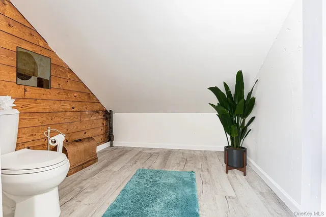 a view of bathroom with a potted plant and a toilet