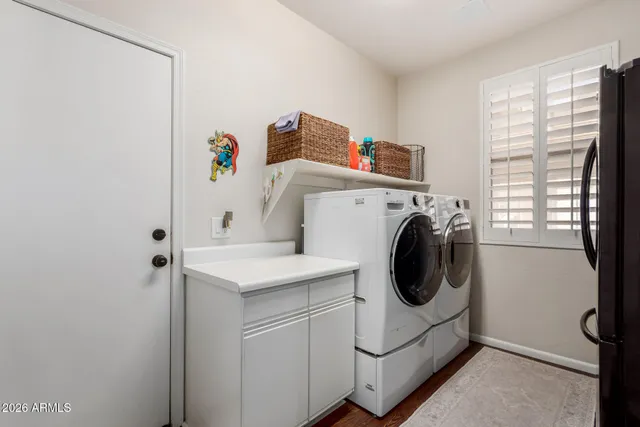 a view of a garage with storage