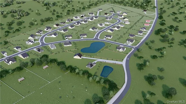 an aerial view of a pool