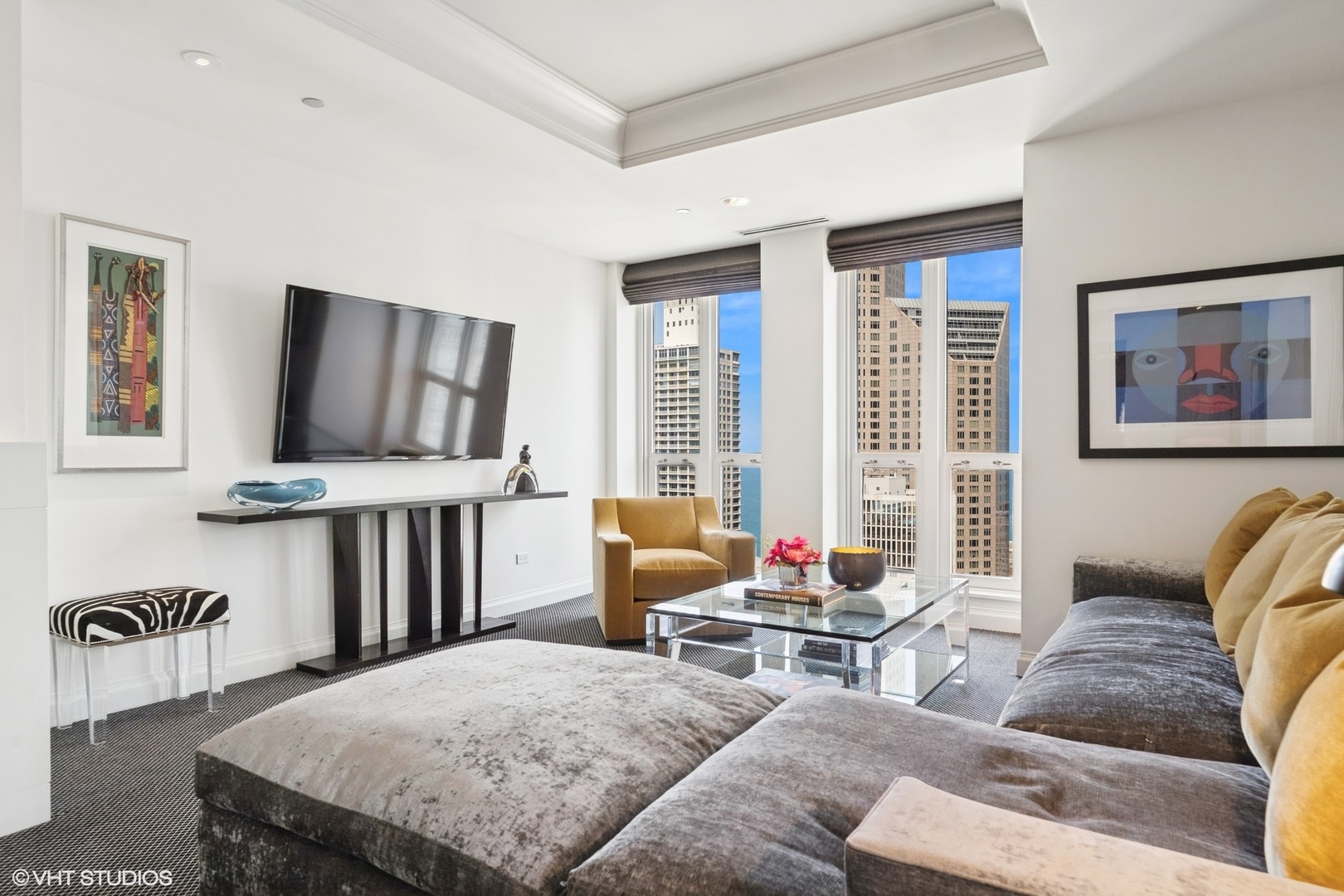 11 East Walton Street, Unit 4101 Chicago, IL 60611 - Photo 8 of 45 a living room with furniture and wooden floor