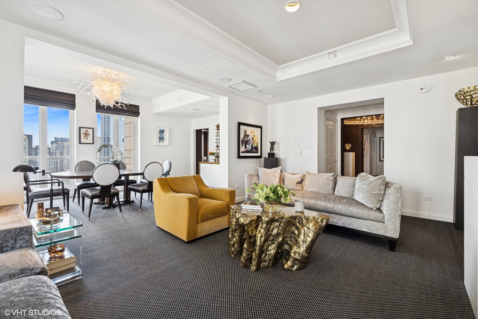 11 East Walton Street, Unit 4101 Chicago, IL 60611 - Photo 10 of 45 a living room with furniture and a dining table