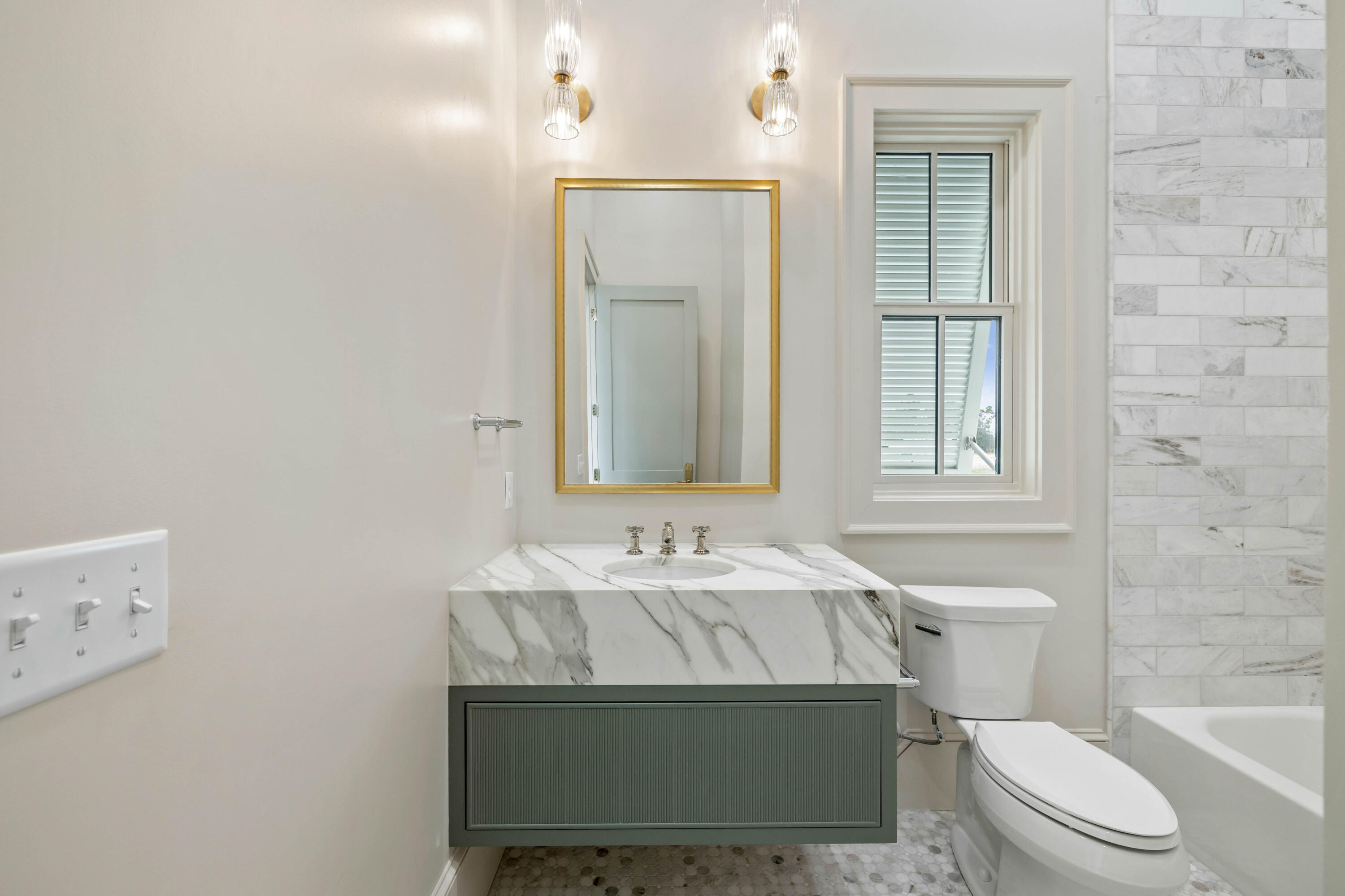 99 Morning Light Way Inlet Beach Inlet Beach, FL 32461 - Photo 38 of 97 a bathroom with a sink toilet vanity and shower