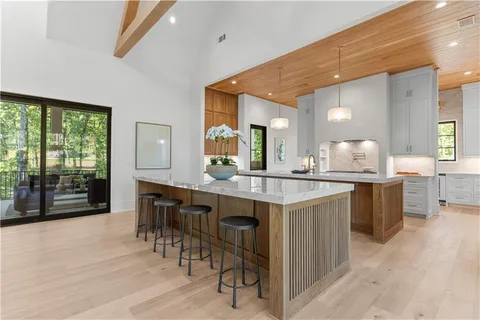 a living room with furniture potted plant and a fireplace