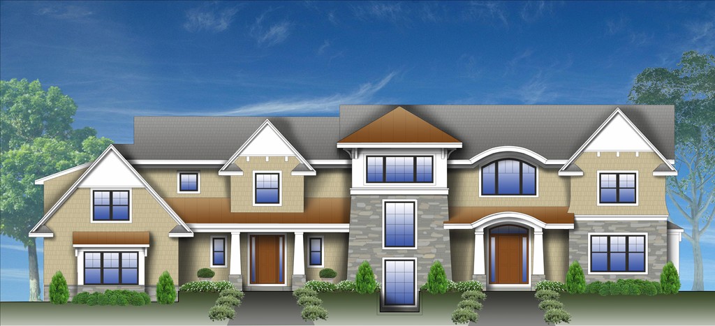 a front view of a residential houses with yard