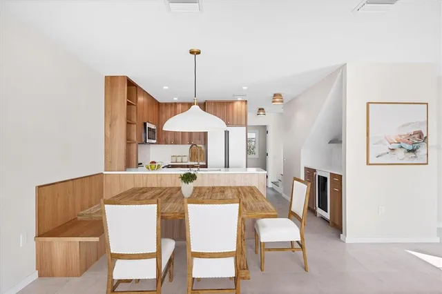 a table and chairs in a room