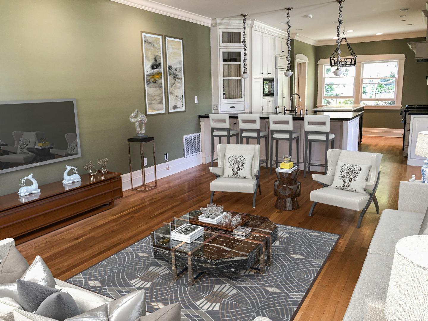 11995 Walbrook Drive Saratoga, CA 95070 - Photo 7 of 26 a living room with fireplace furniture and a flat screen tv