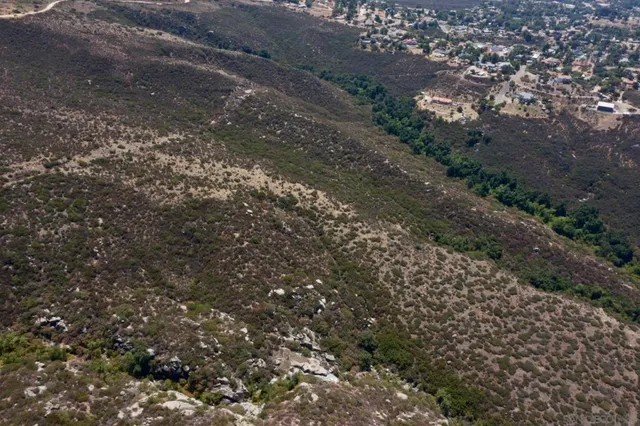 an aerial view of residential house and green space