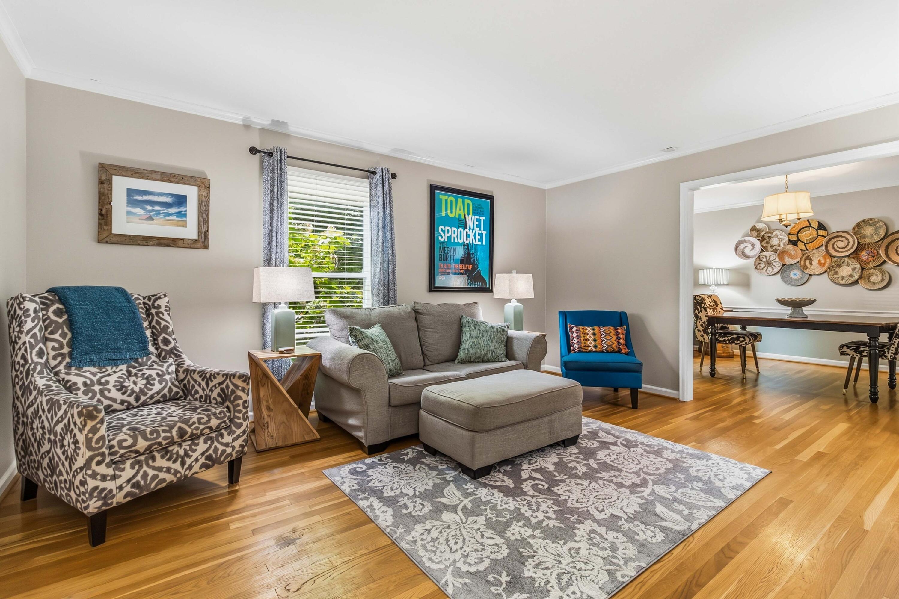 Family Room with Hardwood Floors