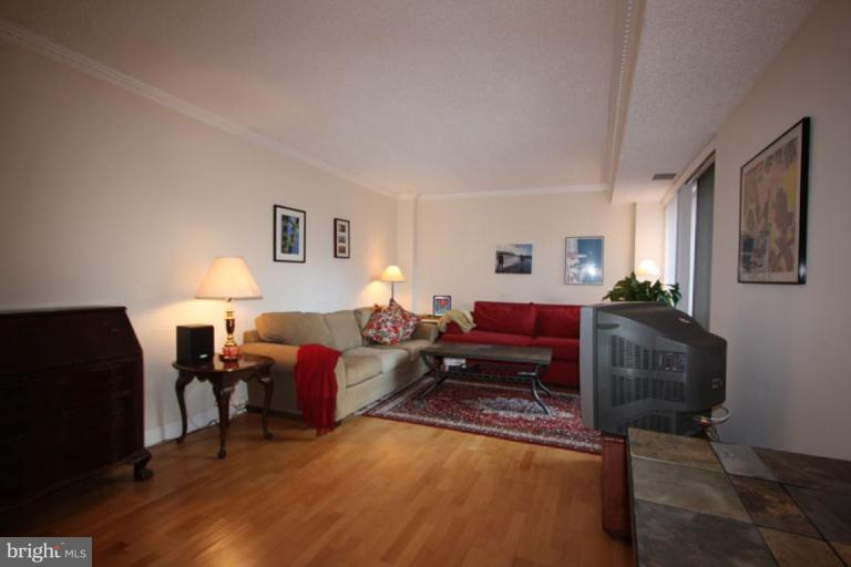 1045 31st Street Northwest, Unit 202 Washington, DC 20007 - Photo 17 of 21 a living room with furniture and a lamp