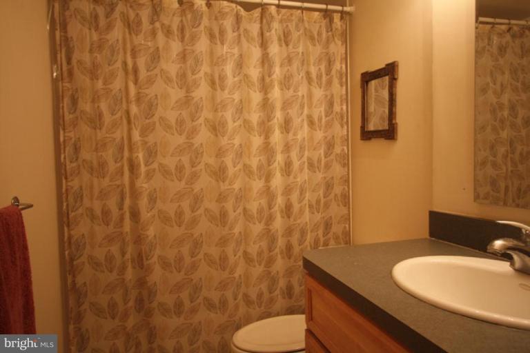 1045 31st Street Northwest, Unit 202 Washington, DC 20007 - Photo 8 of 21 a bathroom with a granite countertop sink and a mirror