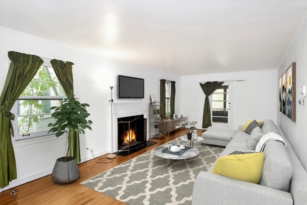 9527 South Damen Avenue Chicago, IL 60643 - Photo 3 of 30 a living room with furniture a fireplace and a potted plant