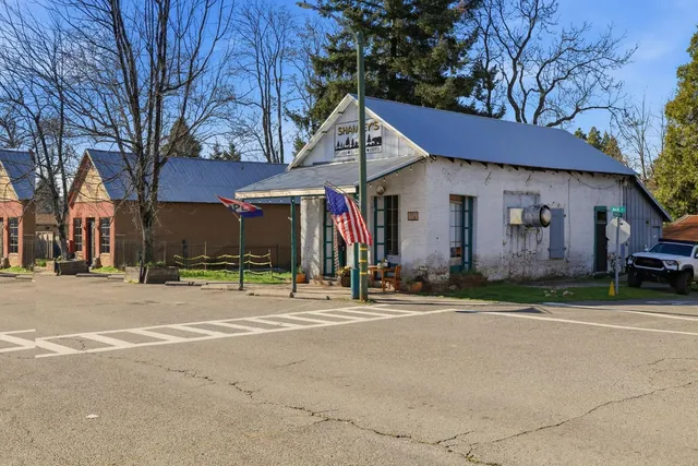 a view of a yard with trees
