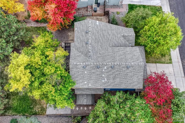 an aerial view of a house