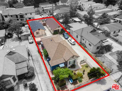 an aerial view of a house
