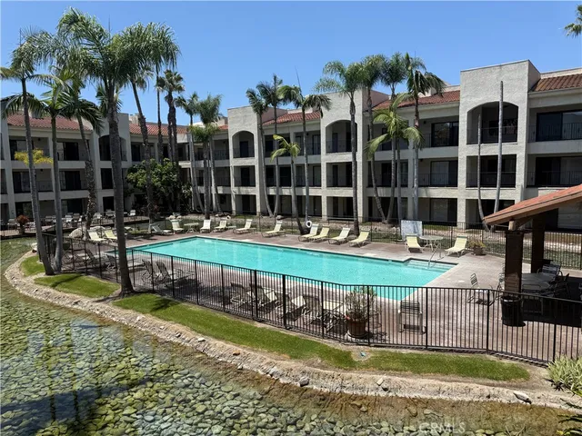 a front view of building with outdoor seating