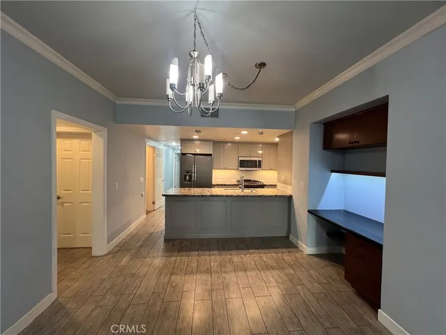 a large room with chandelier