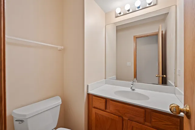 a bathroom with a toilet a sink and mirror