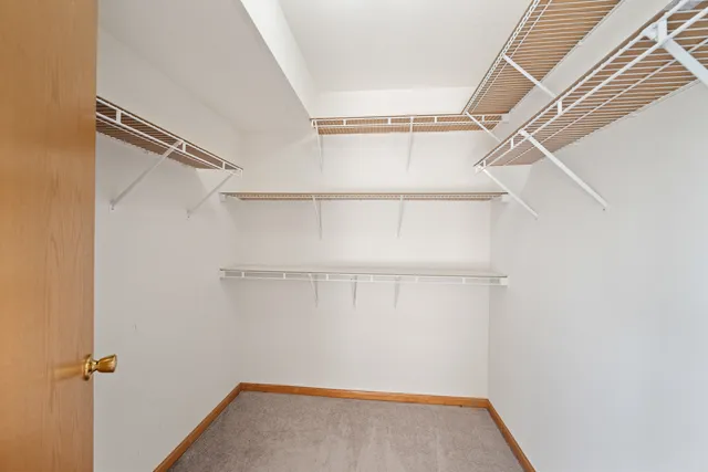 a view of an empty walk in closet