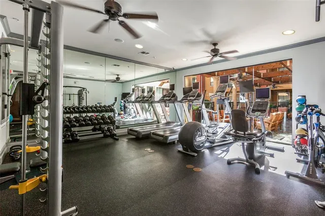 a view of a room with gym equipment