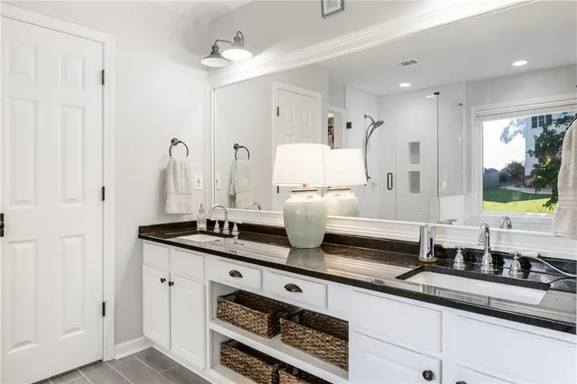 a bathroom with a shower