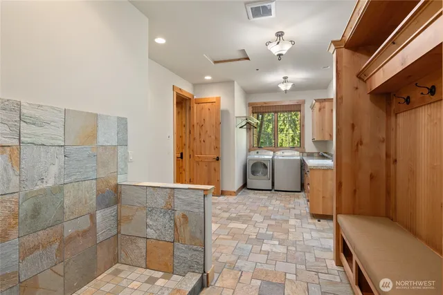 a living room with furniture