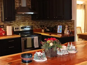 a kitchen with a stove and a microwave