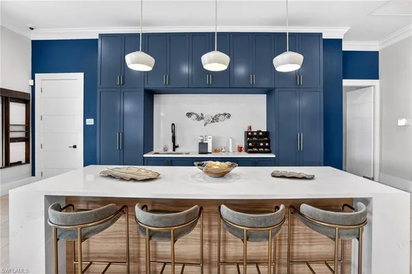 a large kitchen with lots of counter top space